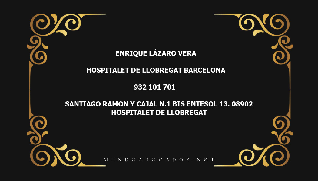 abogado Enrique Lázaro Vera en la localidad de Hospitalet de Llobregat