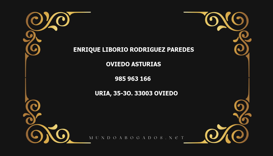 abogado Enrique Liborio Rodriguez Paredes en la localidad de Oviedo