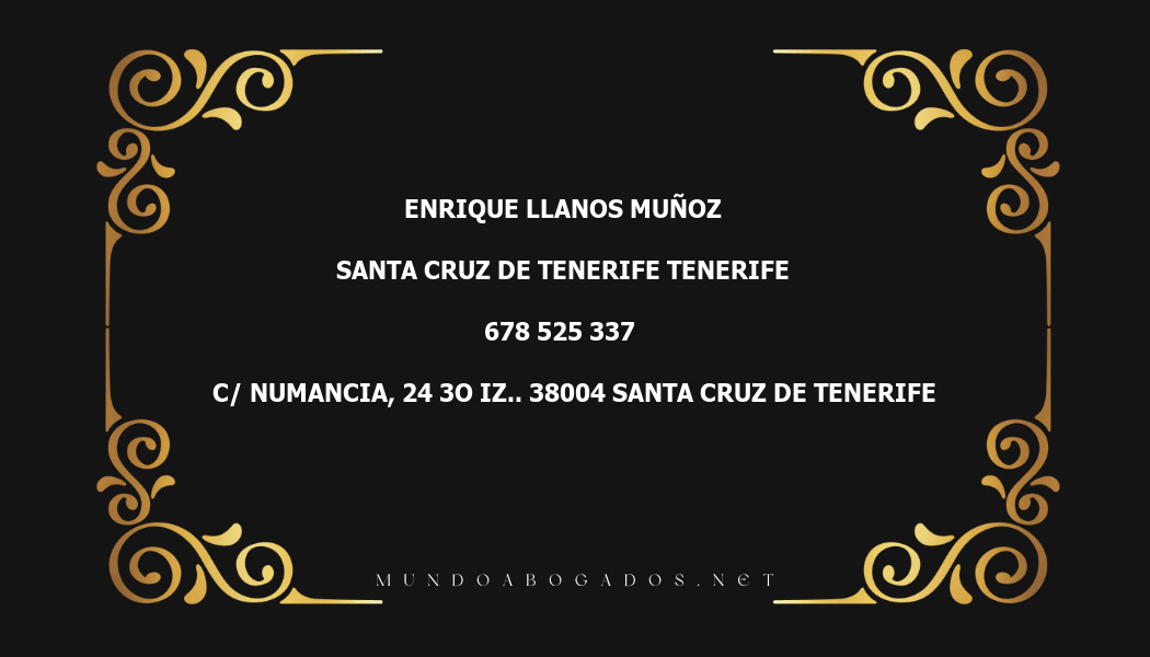 abogado Enrique Llanos Muñoz en la localidad de Santa Cruz de Tenerife