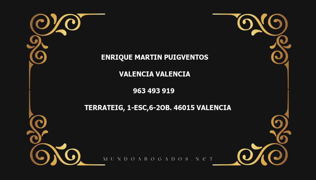 abogado Enrique Martin Puigventos en la localidad de Valencia