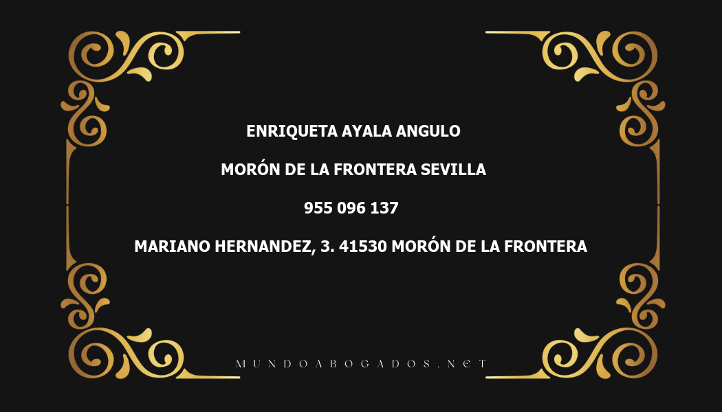 abogado Enriqueta Ayala Angulo en la localidad de Morón de la Frontera