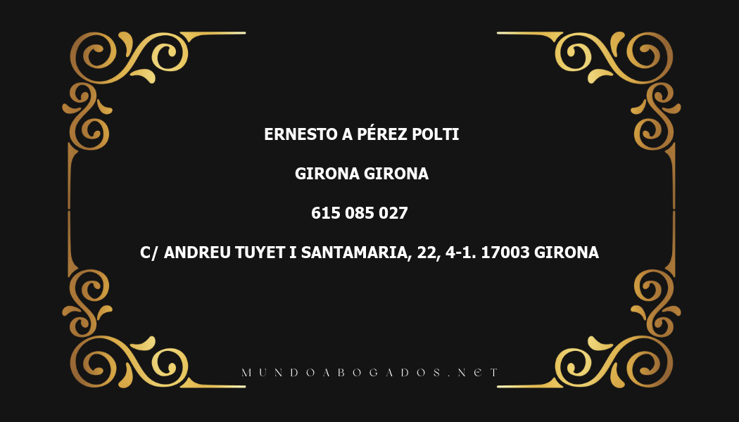 abogado Ernesto A Pérez Polti en la localidad de Girona