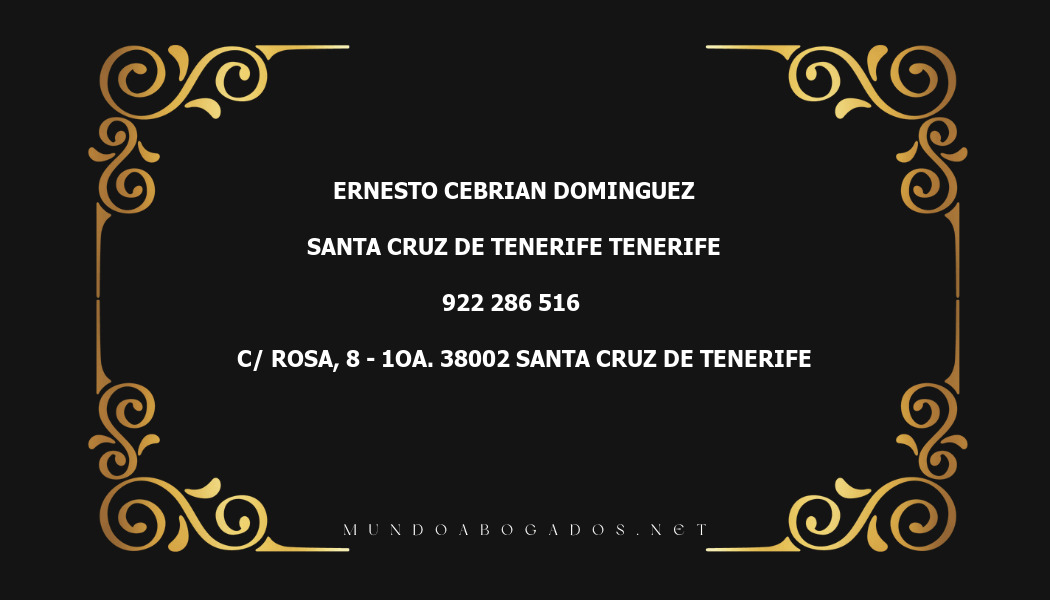 abogado Ernesto Cebrian Dominguez en la localidad de Santa Cruz de Tenerife