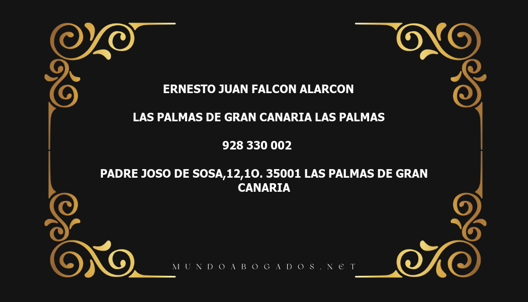 abogado Ernesto Juan Falcon Alarcon en la localidad de Las Palmas de Gran Canaria