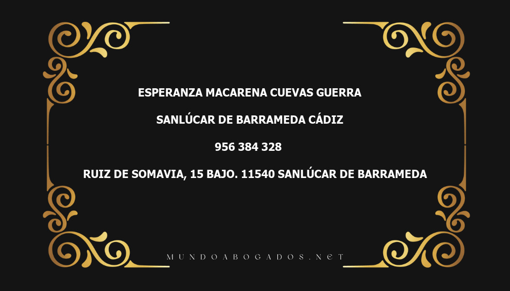 abogado Esperanza Macarena Cuevas Guerra en la localidad de Sanlúcar de Barrameda