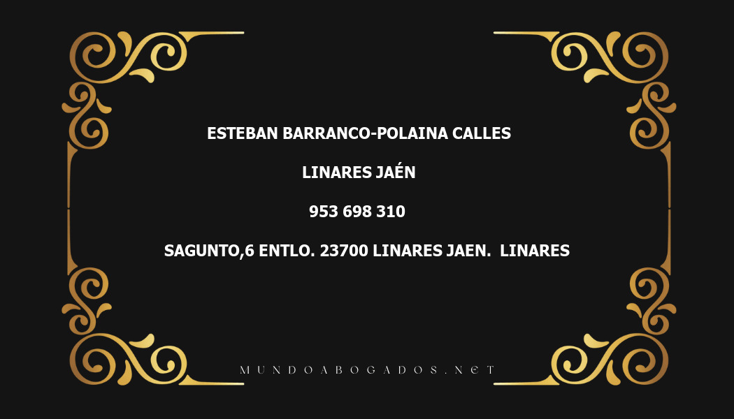 abogado Esteban Barranco-Polaina Calles en la localidad de Linares