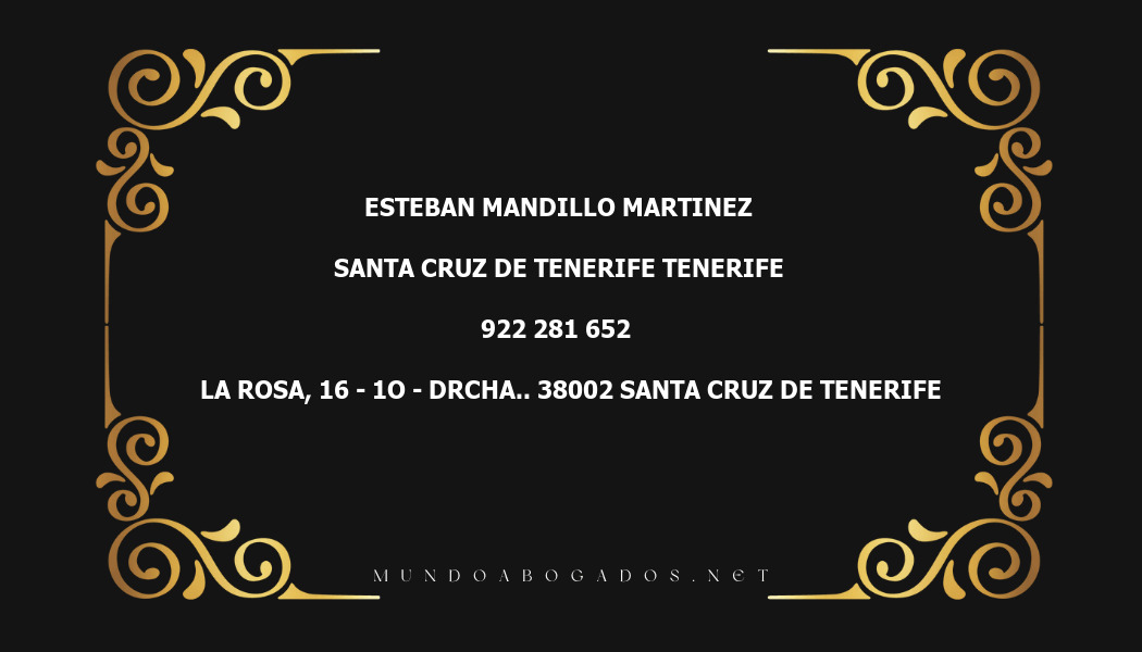 abogado Esteban Mandillo Martinez en la localidad de Santa Cruz de Tenerife