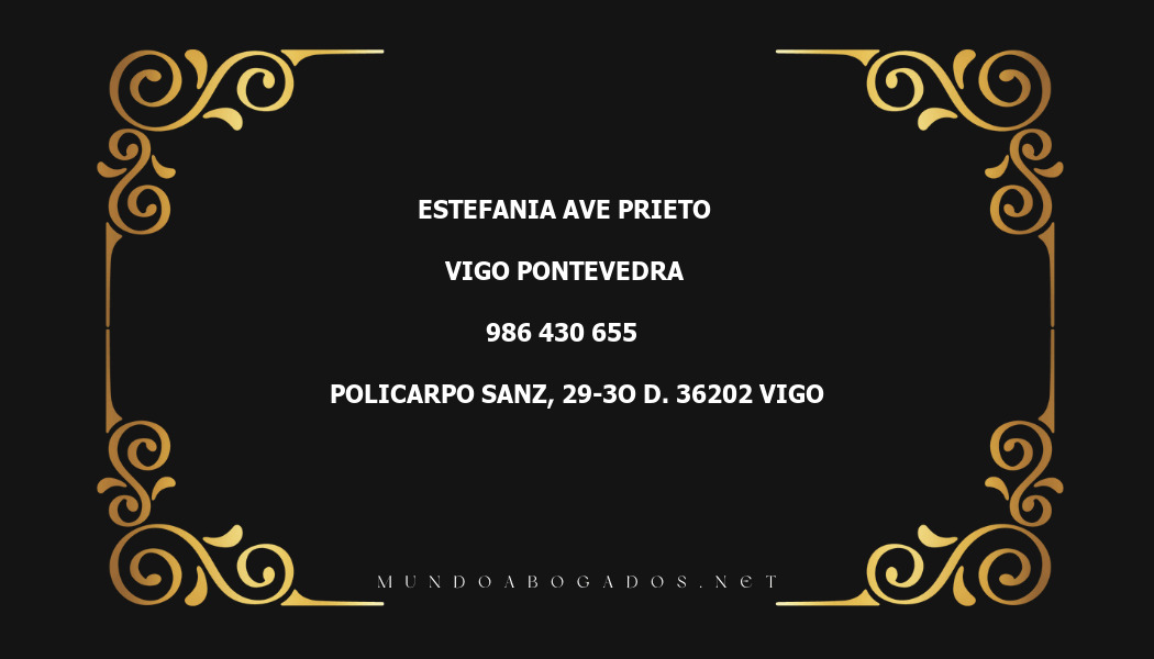 abogado Estefania Ave Prieto en la localidad de Vigo