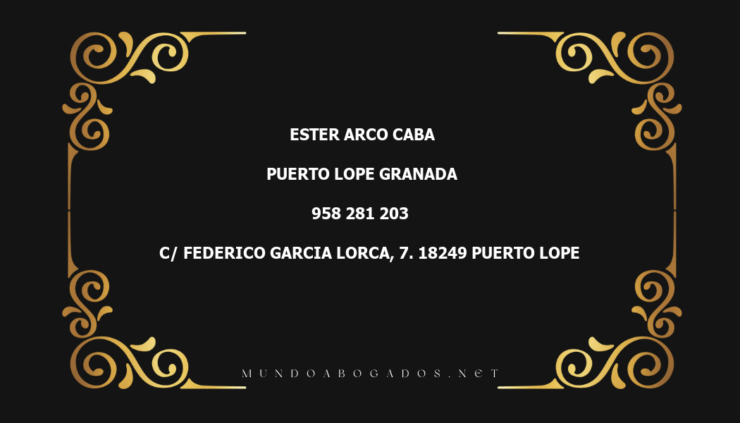 abogado Ester Arco Caba en la localidad de Puerto Lope