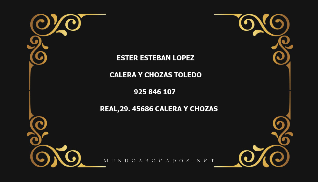 abogado Ester Esteban Lopez en la localidad de Calera y Chozas