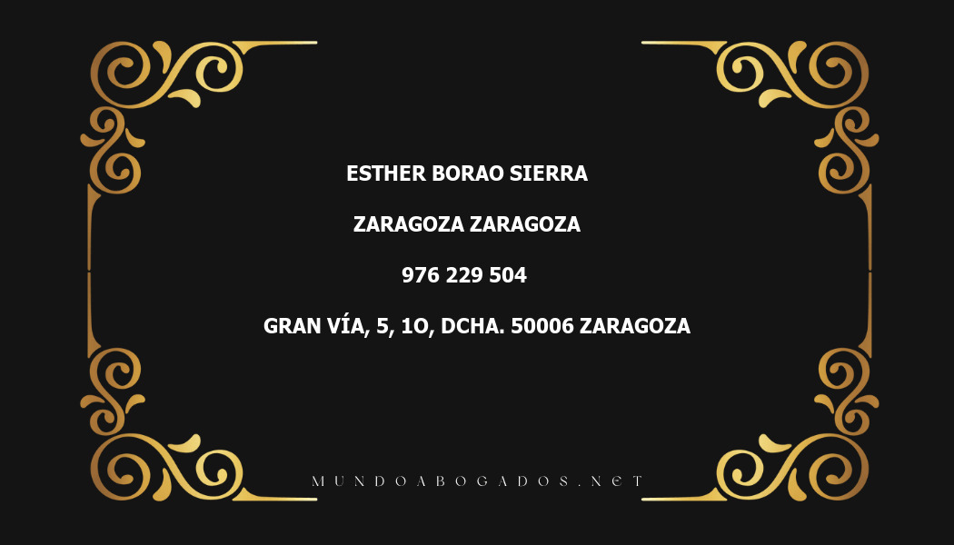 abogado Esther Borao Sierra en la localidad de Zaragoza