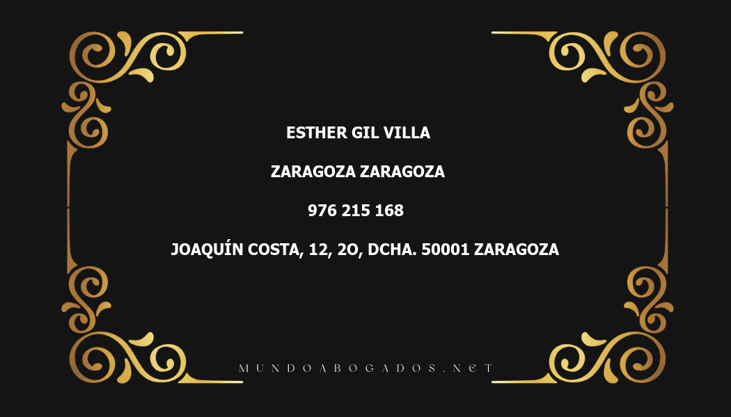 abogado Esther Gil Villa en la localidad de Zaragoza