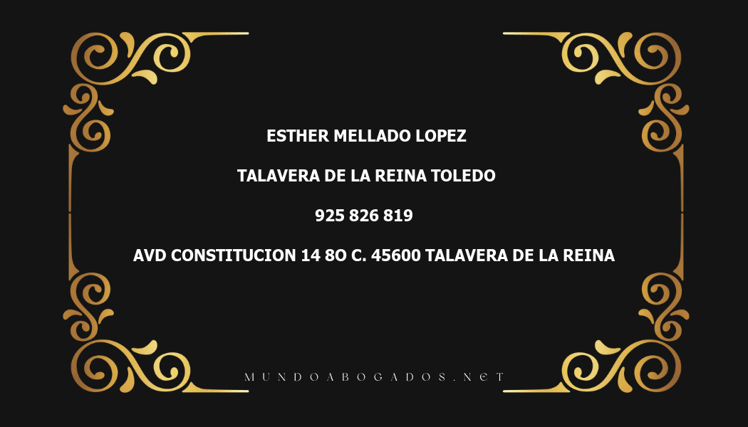 abogado Esther Mellado Lopez en la localidad de Talavera de la Reina