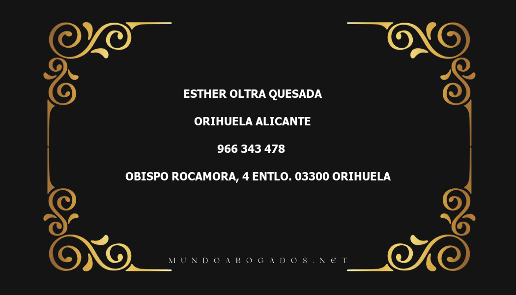 abogado Esther Oltra Quesada en la localidad de Orihuela