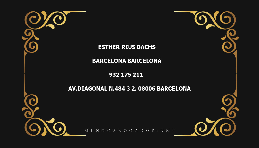 abogado Esther Rius Bachs en la localidad de Barcelona