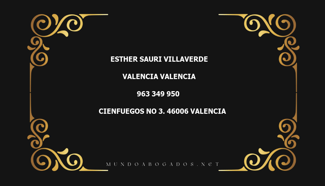 abogado Esther Sauri Villaverde en la localidad de Valencia