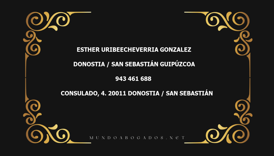 abogado Esther Uribeecheverria Gonzalez en la localidad de Donostia / San Sebastián