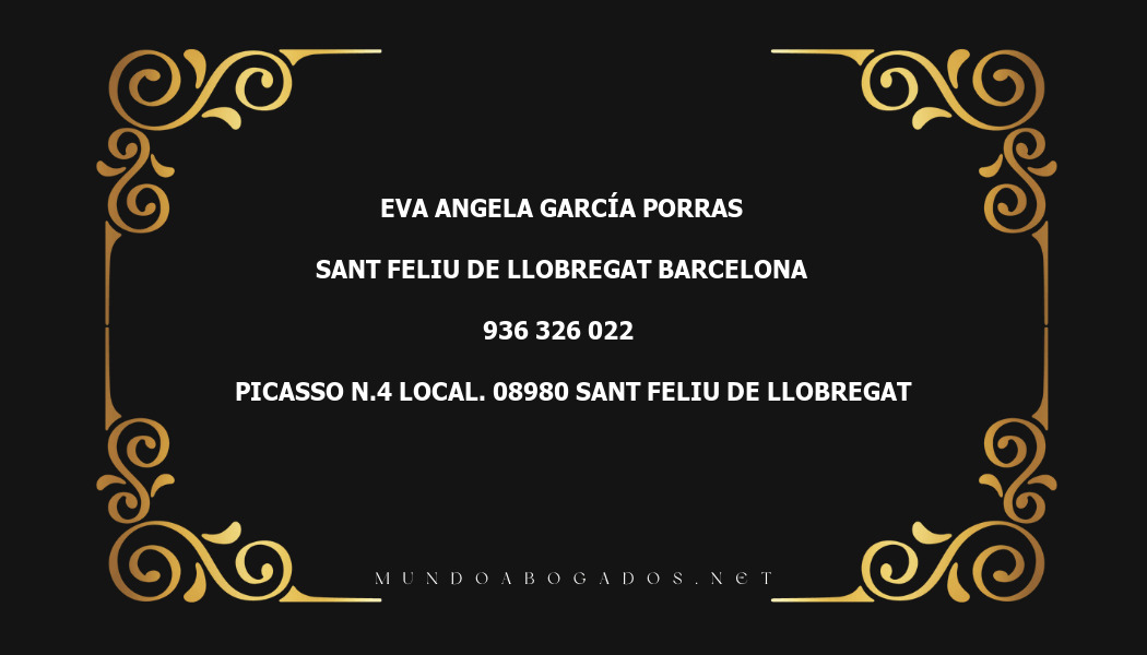 abogado Eva Angela García Porras en la localidad de Sant Feliu de Llobregat