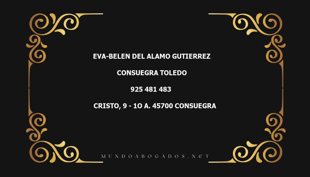 abogado Eva-Belen Del Alamo Gutierrez en la localidad de Consuegra