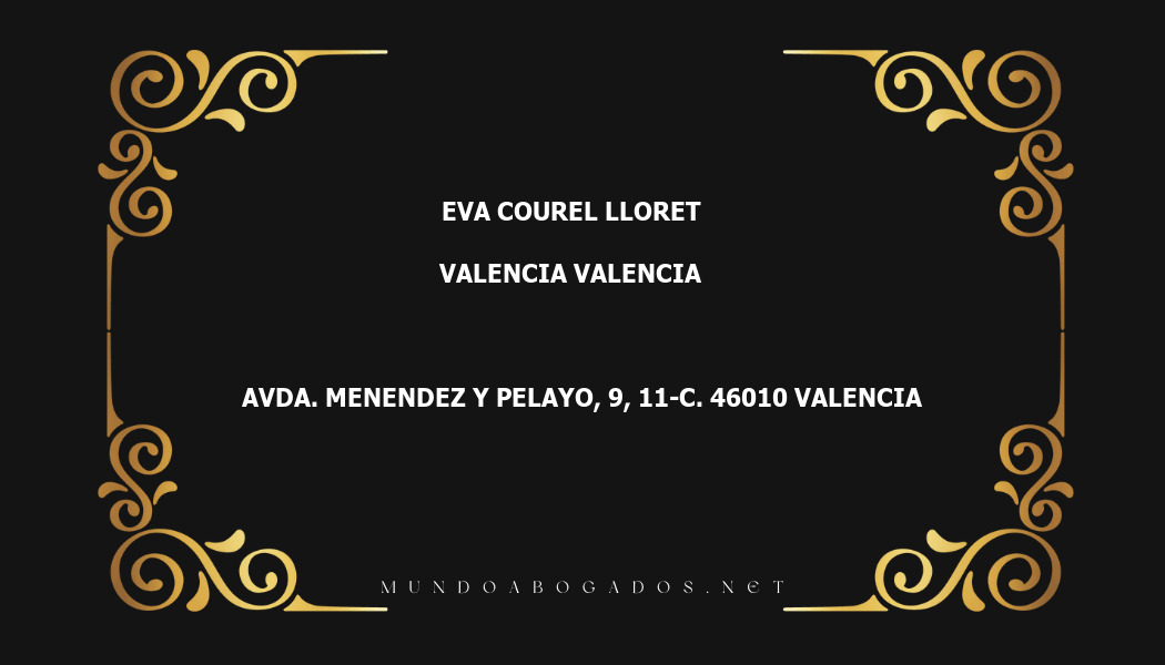 abogado Eva Courel Lloret en la localidad de Valencia