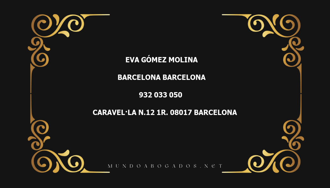 abogado Eva Gómez Molina en la localidad de Barcelona