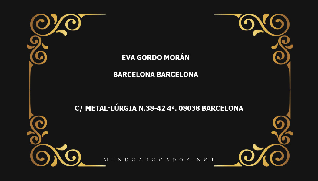 abogado Eva Gordo Morán en la localidad de Barcelona