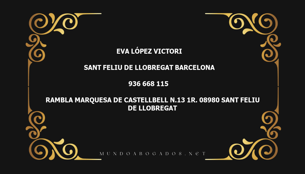 abogado Eva López Victori en la localidad de Sant Feliu de Llobregat