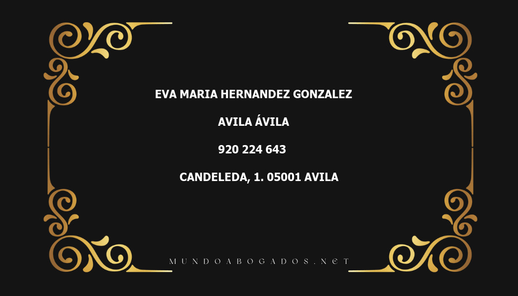 abogado Eva Maria Hernandez Gonzalez en la localidad de Avila