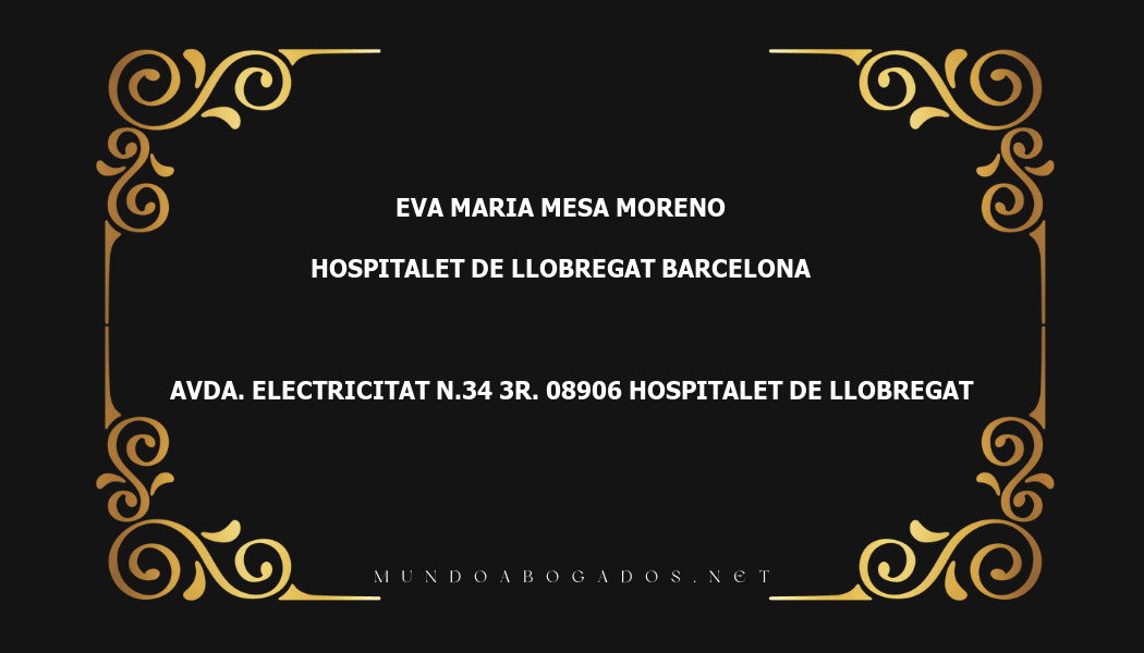 abogado Eva Maria Mesa Moreno en la localidad de Hospitalet de Llobregat