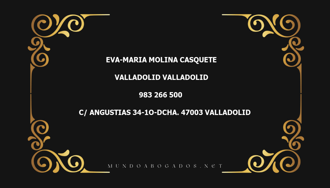 abogado Eva-Maria Molina Casquete en la localidad de Valladolid