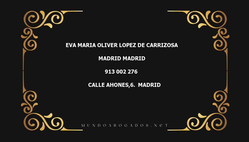 abogado Eva Maria Oliver Lopez De Carrizosa en la localidad de Madrid