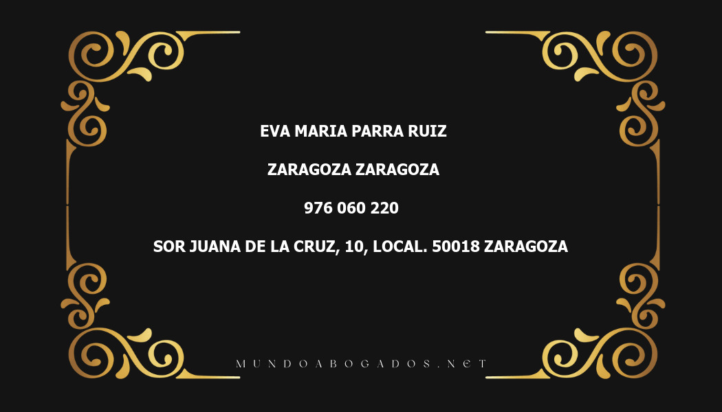 abogado Eva Maria Parra Ruiz en la localidad de Zaragoza