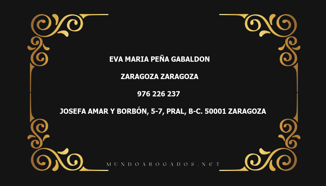 abogado Eva Maria Peña Gabaldon en la localidad de Zaragoza