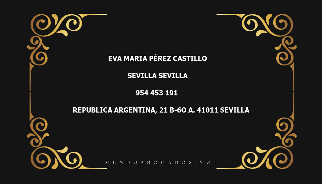 abogado Eva Maria Pérez Castillo en la localidad de Sevilla