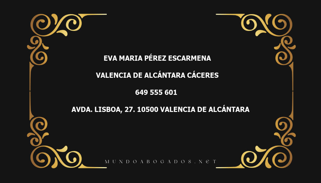 abogado Eva Maria Pérez Escarmena en la localidad de Valencia de Alcántara