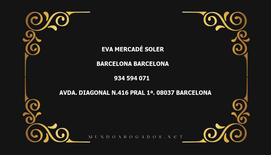 abogado Eva Mercadé Soler en la localidad de Barcelona