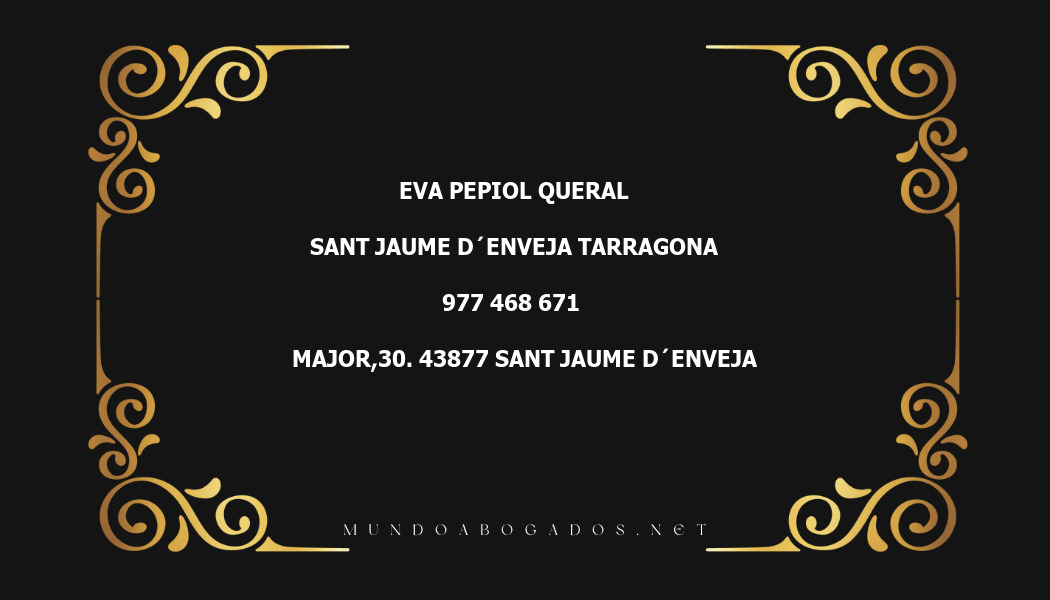 abogado Eva Pepiol Queral en la localidad de Sant Jaume D´Enveja