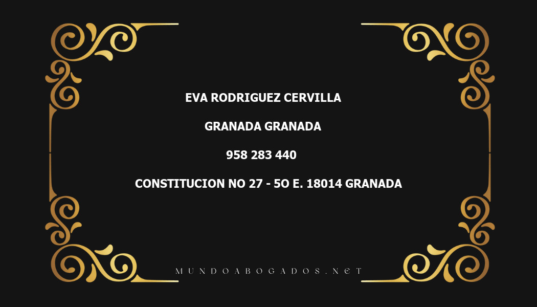 abogado Eva Rodriguez Cervilla en la localidad de Granada