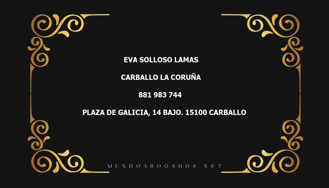 abogado Eva Solloso Lamas en la localidad de Carballo