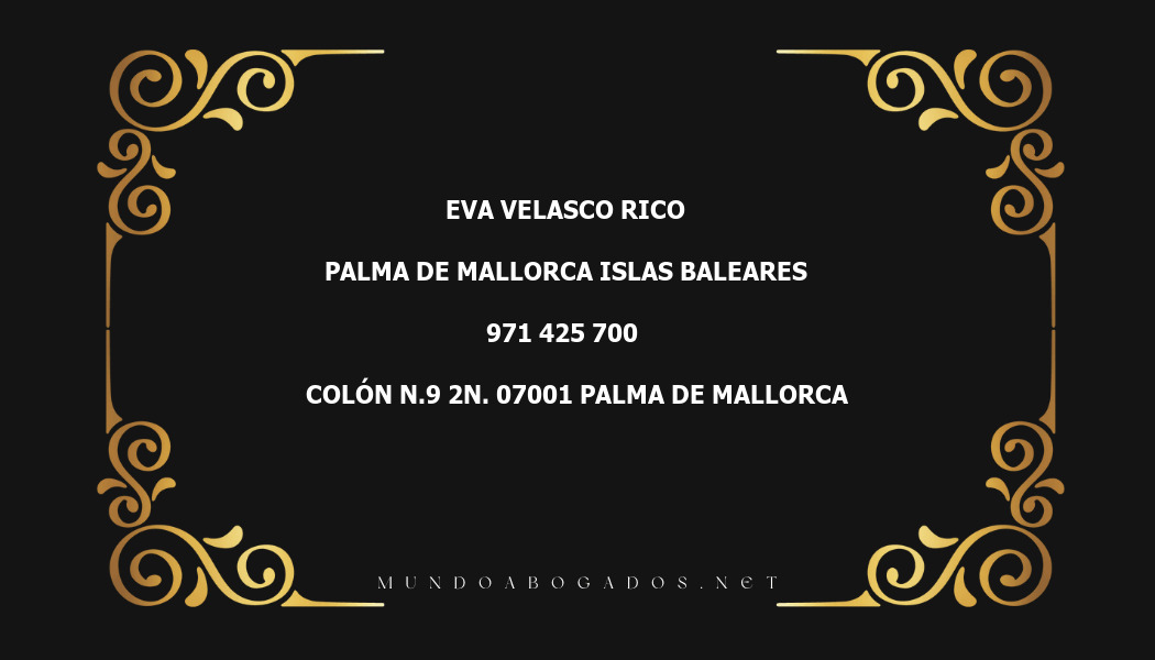 abogado Eva Velasco Rico en la localidad de Palma de Mallorca