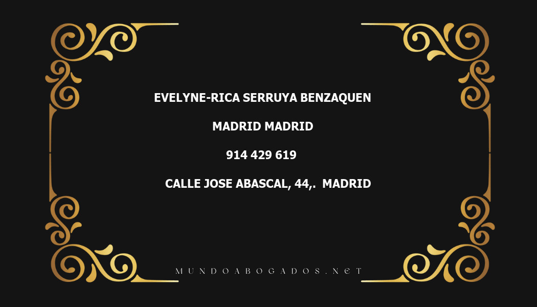 abogado Evelyne-Rica Serruya Benzaquen en la localidad de Madrid