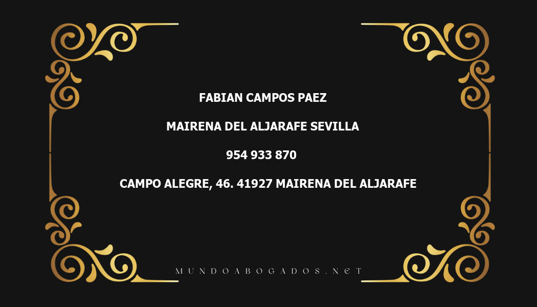 abogado Fabian Campos Paez en la localidad de Mairena del Aljarafe