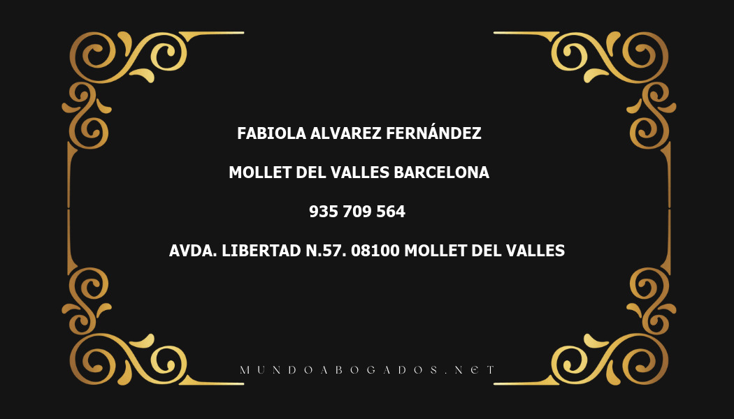 abogado Fabiola Alvarez Fernández en la localidad de Mollet del Valles