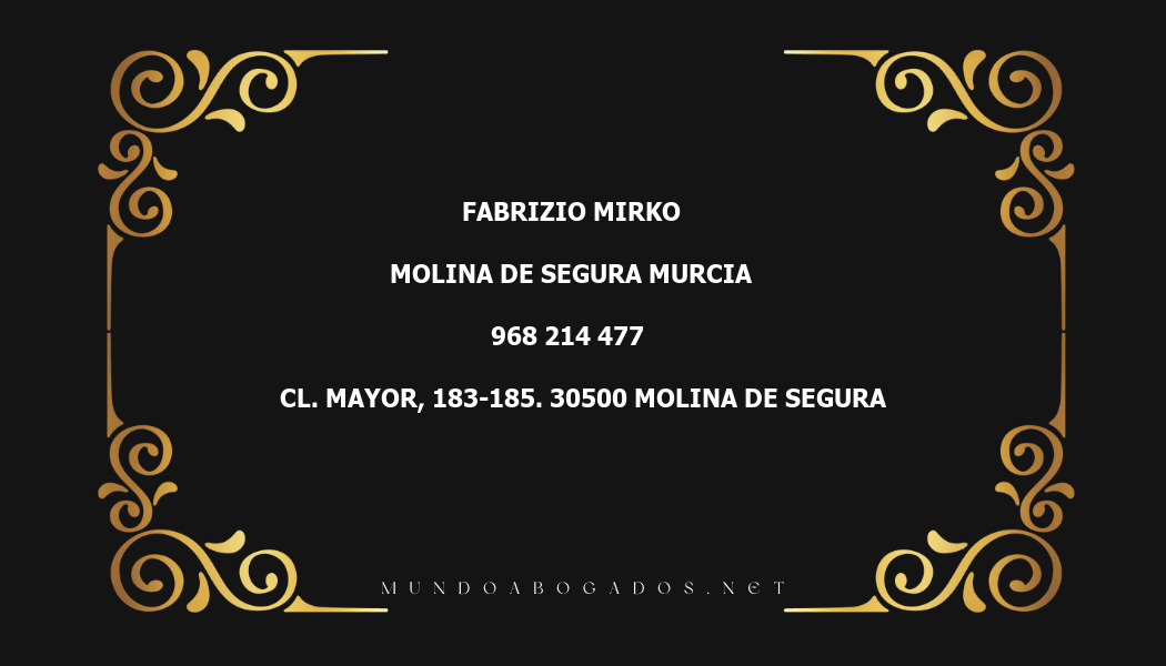 abogado Fabrizio Mirko en la localidad de Molina de Segura