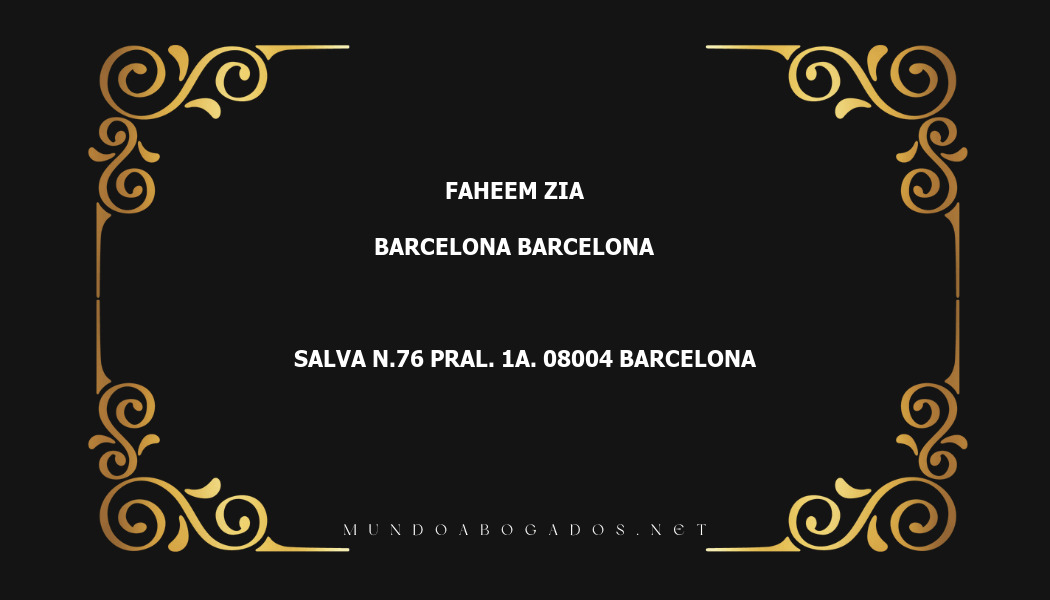 abogado Faheem Zia en la localidad de Barcelona