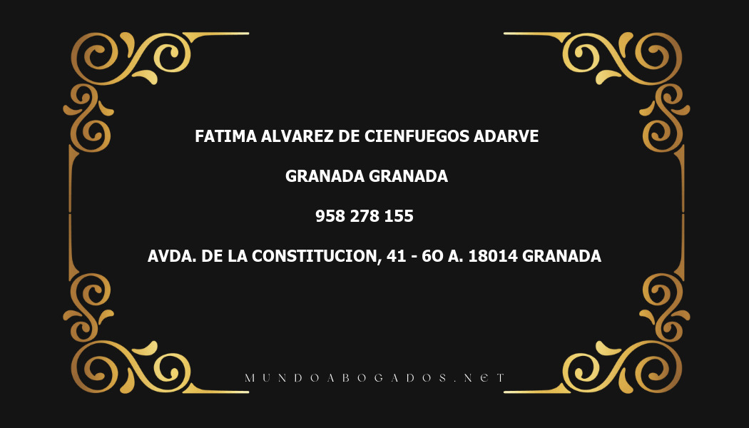 abogado Fatima Alvarez De Cienfuegos Adarve en la localidad de Granada