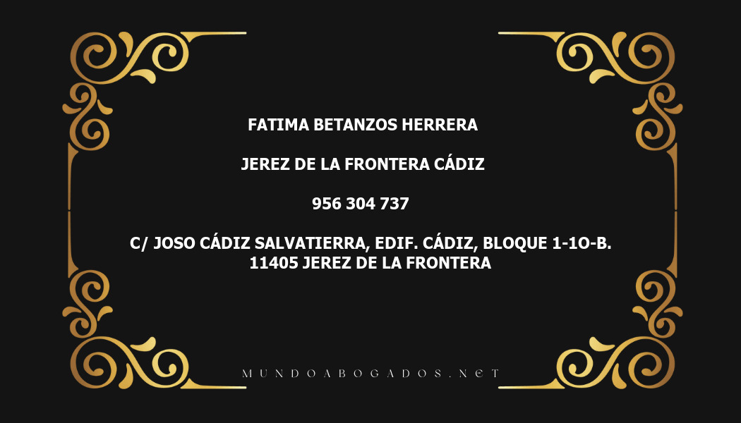 abogado Fatima Betanzos Herrera en la localidad de Jerez de la Frontera