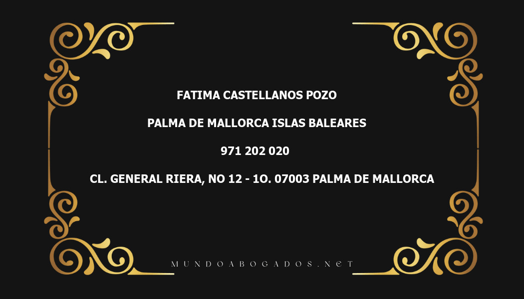 abogado Fatima Castellanos Pozo en la localidad de Palma de Mallorca