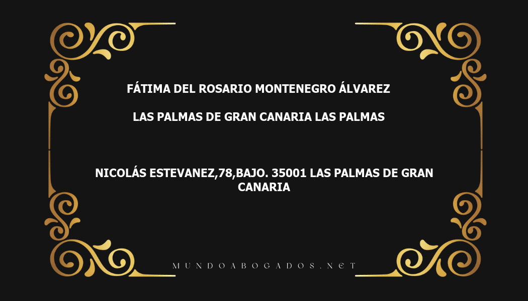 abogado Fátima Del Rosario Montenegro Álvarez en la localidad de Las Palmas de Gran Canaria