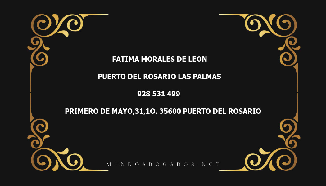 abogado Fatima Morales De Leon en la localidad de Puerto del Rosario